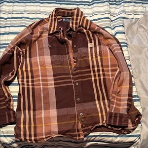 Carhartt Brown and Orange Plaid Shirt